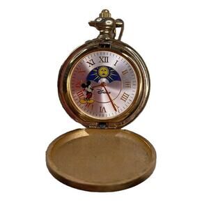 Vintage Disney Mickey Mouse Gold Toned Pocket watch JOH